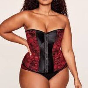 Adore Me NWT Corset Red Black Lace Lingerie Size 2X NEW Coquette Top
